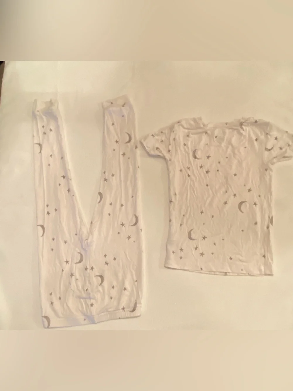 Carter's White Moon & Star Short Sleeve Pajama Set 3T Unisex, EUC